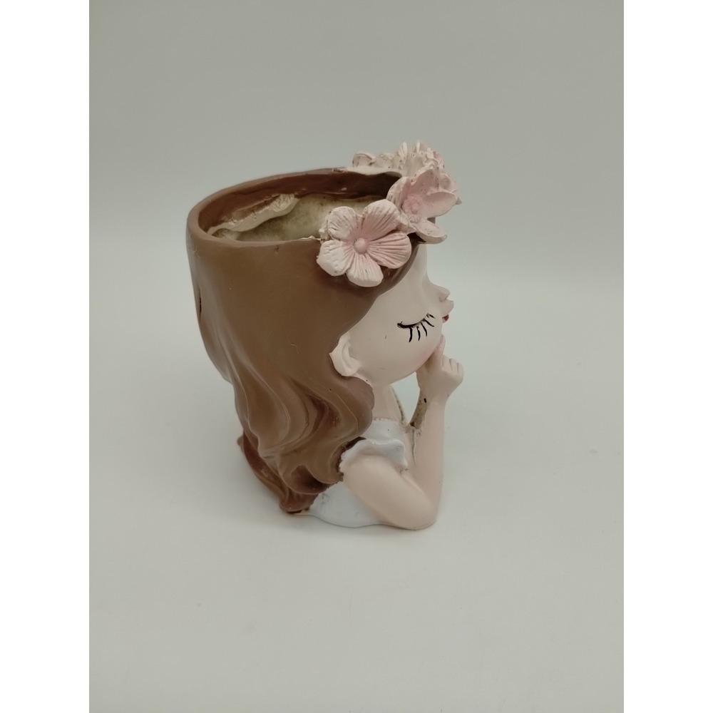 Head Face Planter Flower Pot Succulent Resin   4" Tall × 2  1/2" Wide Air Plant - Picture 4 of 7